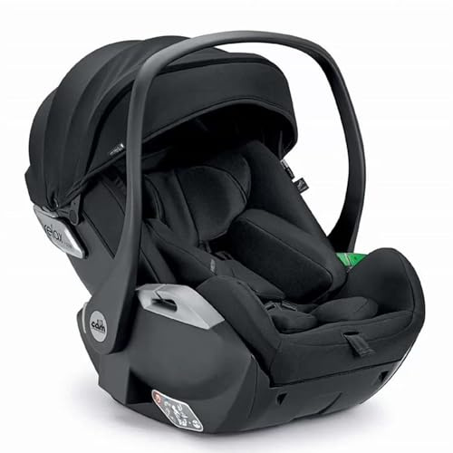 Relax I-Size Kindersitz mit Modus & Techno Babila Kinderwagen Schwarz | I-Size R-129 zertifizierter Autositz mit Seitenaufprallschutz, 5-Punkt-Gurt & UV50+ Verdeck.