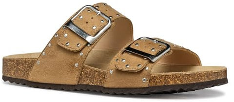 Geox Femme D BRIONIA R I Sandale Plate, Nude, 39 EU