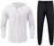 Ballett Anzug Blau Herren Solide Mode Top Anzug Frühling Leichte Set Absorption Mode Sport Langarm Pullover Top Hose Sets Joggen Herren Anzug (White, XXL)