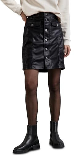 STREET ONE Damen A361605 Rock In Leder-Optik, Schwarz, 44W EU