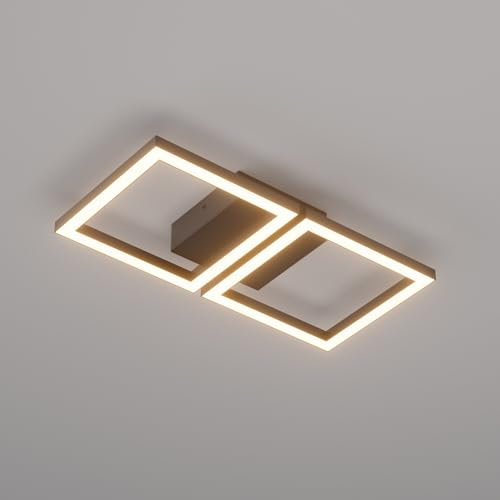 Klighten LED Deckenlampe Modern Geometrisch 28W 2000 Lumen, Flurlampe Decke, Deckenleuchte Frame aus Aluminium für Flur Küche Schlafzimmer Wohnzimmer, 41 x 20 cm, Warmweiß 3000K, Schwarz