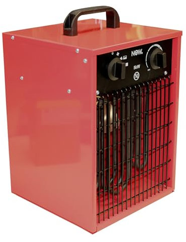 NOW Elektroheizer 5 kW, Starkstrom 400 Volt, integriertes Thermostat, 3 Stufenschalter, kraftvoller ruhiger Lüfter, Bau Heizer, Anschlussleitung nicht im Lieferumfang!