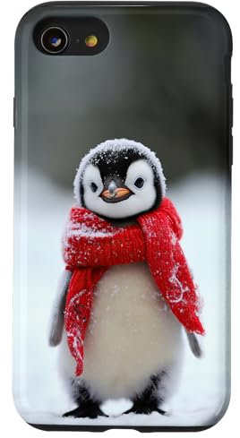 Niedlicher Pinguin in festlicher, verschneiter Hülle für iPhone SE (2020) / 7 / 8