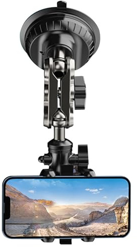 Car Phone Holder for Photography | Car Phone Holder with Strong Suction Cup Base - 360 Degree Adjustable Car Accessories, Vlog Recording Phone Stand for Video Recording, Vlog Record, All Smartphones