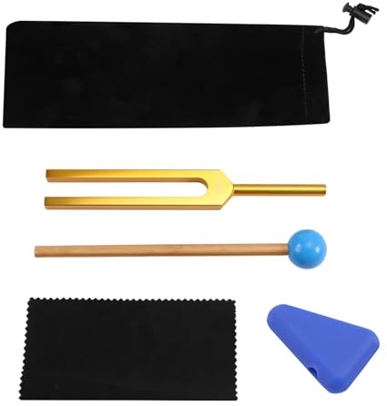 Qussedser 432Hz Tuning Fork for Healing Mental Relaxing Chakra Strengthen Stress Relieve,Aluminum Alloy Tuning Fork Gold