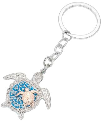 ZWWOGE porte-clés tortues de mer en métal pour sac à dos et sac à main - Accessoires pour homme et femme, Argenté,taille unique(bleu)