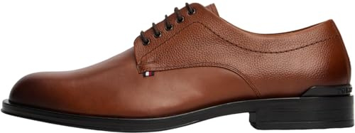 Tommy Hilfiger Chaussures Derby Homme Corporate en Cuir, Marron (Winter Cognac), 44
