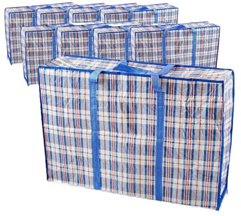 Laundry Bags, (XL) Extra Large Laundry Bags, Heavy Duty Storage Bags Reusable Strong Zip Nylon Large Boxes for Moving House Clothing & Wardrobe Storage (5 Bags Blue)