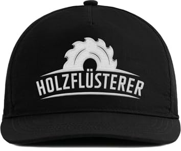 tshirtladen Cap Holzflüsterer in Schwarz - Lustige Basecap für Holzwerker, Schreiner & Heimwerker - Stickerei mit Kreissäge - Verstellbar - Geschenk für Männer mit Humor - Zimmerer Snapback