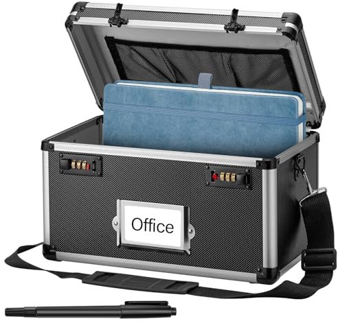 LOCKCURX Aufbewahrungsbox für Aktenordner, Zahlenschloss-Box mit Etikettenschlitz, abschließbare Aufbewahrungsbox, tragbar, sicher für Dokumente, Medizin und Wertsachen, 38,1 x 21,6 x 24,9 cm