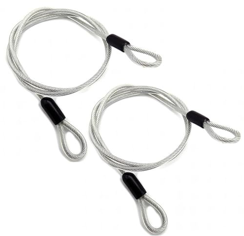 2pcs Security Bike Lock Double Loop Steel Security Lock Chain Flexible Safety Luggage Wire Rope Silver for Padlocks Scooter Bicycle Suitcase
