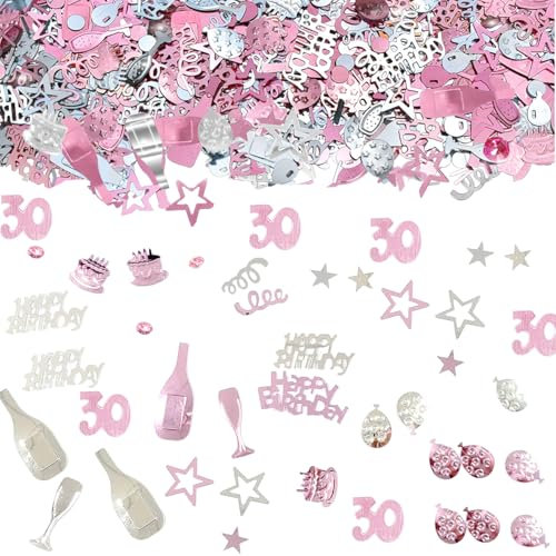 Ruayia 1000 Pieces Confetti 30th Birthday Decoration, Decoration Set, Party Decoration, Women Men Confetti for Anniversaries, Birthdays, Parties, Table Decoration - Rose Gold