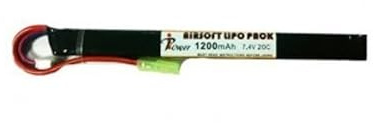 Batería LiPo para Airsoft, 7,4V 1200mAh 20C, Conector Tamiya Mini, 10x15x168cm, Especial para AK47 de Airsoft y Otros Modelos