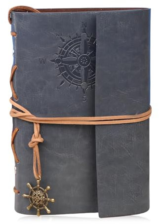 LAJUP Diario De Viaje, Cuaderno De Viaje, A7 Cuero Pu Recargable, 80 Hojas Papel Kraft En Blanco, Dijes Avión Corazón, Agenda Libreta Vintage Regalo Navidad Cumpleaños Jubilación Mujer Hombre