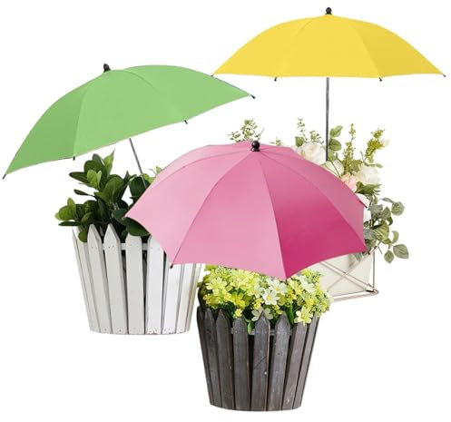 3 ombrelli per piante da esterno, 66 cm più grande, regolabile, portatile, ombrello da giardino da 132,1 cm più alto, antivento, parasole per piante, piante in vaso e aiuole