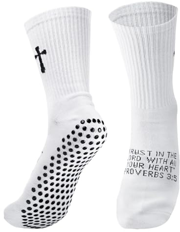 Mikovivi Cross Grip Socken, Unisex, Anti Rutsch Glaube Christlich Grip Sportsocken für Fußball Basketball Tennis Fitnessstudio Workouts