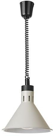 HENDI Wärmelampe, Konisch, Inkl. Bruchsicher Infrarotlampe, Höhenverstellbar, zum Warmhalten von Speisen, Wärmebrücke, Speisenwärmer, E27 Fassung, 230V/250W, ø275x(H)250mm, Aluminium, weiß