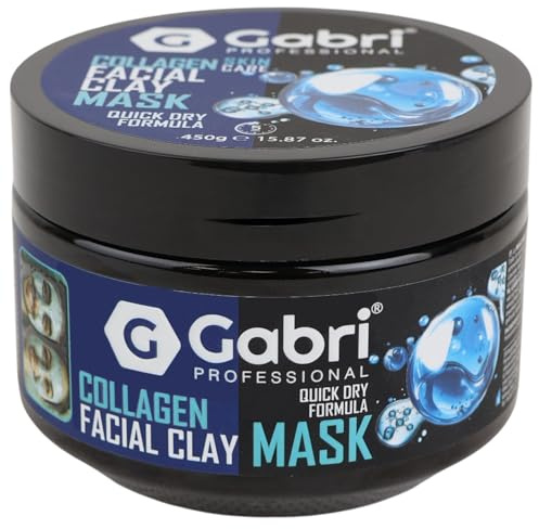 Gabri Professional Facial Clay Mask 450g, Natural Calcium Face Mask Skincare for Deep Cleanse, Peel Off, Blackhead Remover, Tightens Skin for a Healthier Complexion for Women, Men (Collagen)