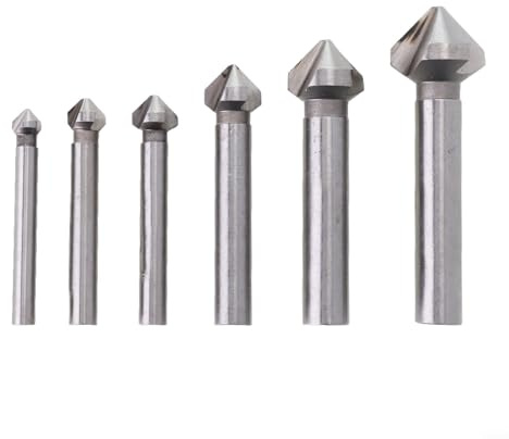 Oniissy Juego de brocas avellanadas de acero de alta velocidad de 3 flautas, herramientas de biselado de 90 grados, cortador de chaflán de 6.3-20.5 mm para acero inoxidable y aluminio y acero al