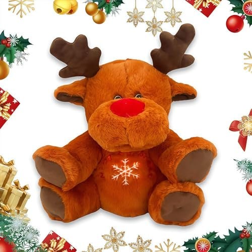 CARxlythic Weihnachten Elch Kuscheltier, 23cm Weihnachten Dekoration Stofftiere, Stofftier Rentier Für Kinder,Weihnachtsdekoration Home Desktop Deko Jungen Mädchen