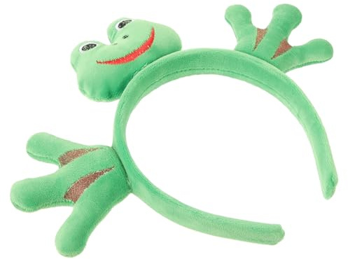 Grüner Frosch Haarreifen aus Gewebe für Erwachsene, Party Accessoire