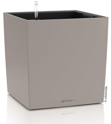 Lechuza Cube Color 40 sandbraun, Pflanzgefäß mit Bewässerungssystem | inkl. Wasserstandsanzeiger und Pflanzeinsatz, 39 x 39 x 40 cm, 19454