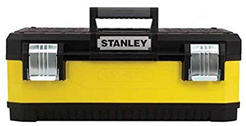 Stanley Werkzeugbox/Werkzeugkoffer 1-95-614 (26“, aus Metall-Kunststoff-Verbund, stark, haltbar und nicht-rostend, mit herausnehmbarer Ablage, robuster Koffer mit Metallschließen, Kunststoffgriff)