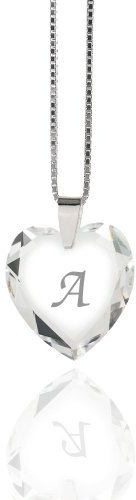Damen Halskette 925 Sterling Silber mit SWAROVSKI ELEMENTS Herz Crystal Buchstabe A