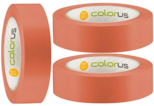 3 x Colorus Putzband PVC PLUS | Bautenschutz-Klebeband 30 mm x 33 m orange glatt | Robustes Abdeckband für Innen und Außen | Leicht abrollbar | Fensterband mit UV-Beständigkeit