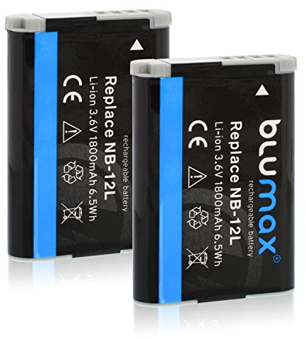 Blumax 2X NB-12L Akku kompatibel mit Canon PowerShot G1 X Mark II / N100 / Legria Mini X/LEGRIA VIXIA Mini X 1800mAh 3,7V 6,5Wh