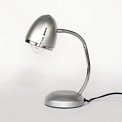Schreibtischlampe Silber E27 bis 18W 230V Metall Tischleuchte Büroleuchte Arbeitszimmer Lampe Beleuchtung Retro Design Leselicht Bastellampe Kinderzimmer Leuchte