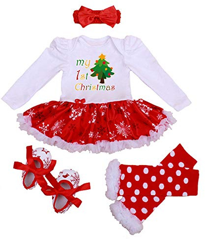 Winmany Neonate Pagliaccetto di Natale Tutu Vestito Fascia Scaldamuscoli Scarpe Set