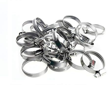 2 x 80-100mm Hose Clips Adjustable Range Stainless Steel Hose Pipe Clamps