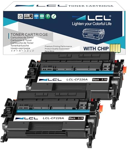 LCL Kompatibel Tonerkartusche 26A CF226A (2Stück Schwarz) Ersatz für HP Laserjet Pro M402n M402d M402dn M402dne M402dw MFP M426 M426dw M426fdn M426fdw
