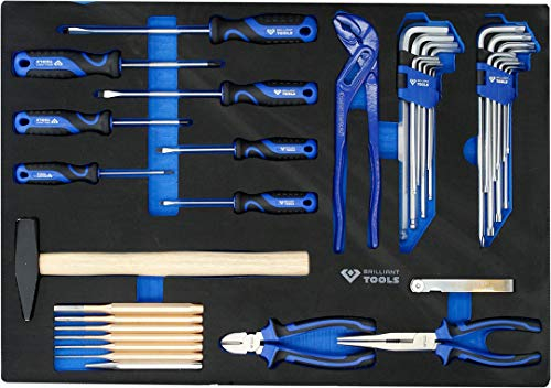 BRILLIANT TOOLS BT158039 Einlage mit Schraubendrehern, Zangen,Hämmer, 37-tlg [Powered by KS TOOLS]
