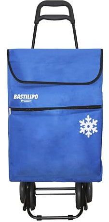 Bastilipo Julia Carrello per la Spesa 4 Ruote Pieghevoli oceano-Bastilipo-50 Litri di capacità con Borsa Termica e Tasca Interna, Metallo, Oceano Blu, 27 cm