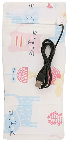 USB Calentador de Biberones, Biberón Portátil Calentador de Viaje de la Botella de Leche de Dibujos Animados Portátil Termostato de Aislamiento para el Hogar Viajes(Patrón de gato)