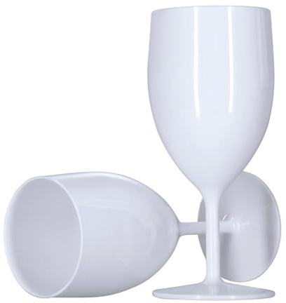 ProductPro 24 x Wine Glasses White 300ml Reusable Plastic | Dishwasher Safe