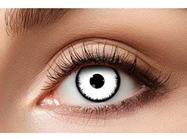 Weißer Engel Kontaktlinsen/Monatslinsen - Motivlinsen ohne Sehstärke - Unisex - Erwachsene - ideal für Halloween, Karneval, Motto-Party & Cosplay