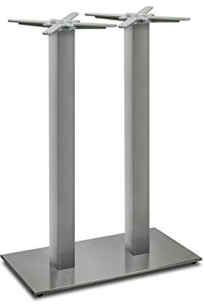Dublino Doppel-Stehtischgestell Tischbein Edelstahl | Premium | PD7592inox/110 | INOX | Stehtisch | H 108 cm | 32 kg | Bodenplatte: 75x40 cm | max. Tischplattengröße 130x70 cm