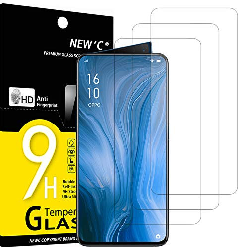 NEW'C 3 Pezzi, Vetro Temperato per Oppo Reno, Pellicola Prottetiva Anti Graffio, Anti-Impronte, Senza Bolle, Durezza 9H, 0,33mm Ultra Trasparente, Ultra Resistente