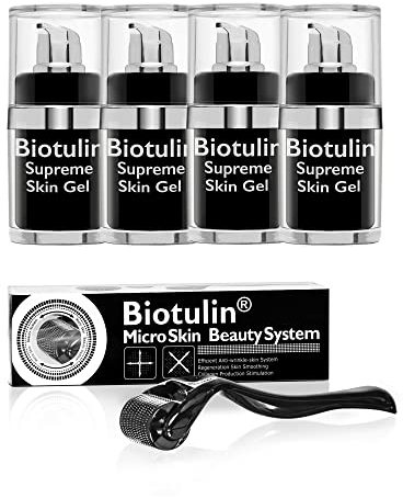 BIOTULIN - VIP Special mit Skin Roller | Anti-Falten Serum mit Hyaluronsäure und Spilanthol | Reduziert Falten in 1 Stunde | Spendet Feuchtigkeit | 4 x 15ml + Dermaroller