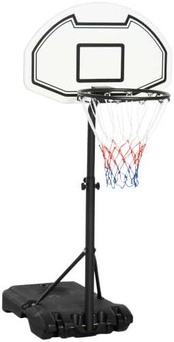 HOMCOM Tragbarer Basketballständer, 94–123 cm, Korb, höhenverstellbar, für Erwachsene, geeignet für Pool-Seiten