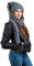 Birendy XXL Beanie AA Mütze, Zipfelmütze inklusive Schal, Pudelmütze, Wintermütze mit großer Fellbommel aus Fellimitat. Extra Lang mit weichem Fleece abgefüttert (Dunkelgrau)