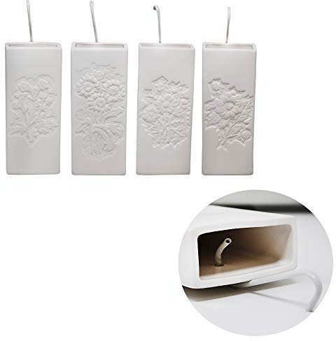 DRULINE 12er Set Luftbefeuchter - Raumbefeuchter Heizung - Raumluftbefeuchter - Verdampfer - Verdunster - Keramik weiß - mit Blumenprägung - B/H/T ca. 8 x 20,5 x 3,5 cm - je 300 ml
