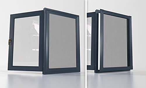 Tom'Shop® Fliegengitter Fenster Insektenschutz [Anthrazit - 60cm x 80cm] Insektenschutzrahmen mückengitter mit Aluminium Rahmen für Fenster Bausatz zur Selbstmontage