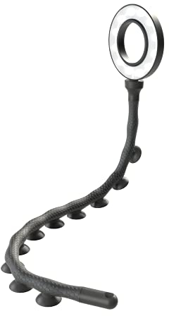 DigiPower Twist 3 Flexibles Ringlicht mit 10 Saugnäpfen für optimalen Halt am PC, Laptop, Tablet und am Spiegel, schwarz