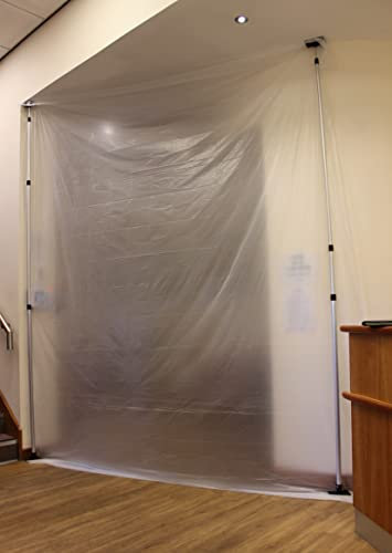 ProDec Dust Wall for Creating Temporary Polythene Screen - Create a Barrier System with Adjustable Poles up to 3.9m High to Prevent Dust Transfer – Add Zip for Easy Doorway Access