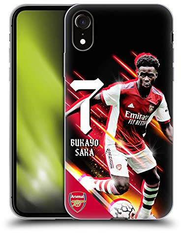 Head Case Designs Officially Licensed Arsenal FC Bukayo Saka 2021/22 First Team Gel Case [Military Grade Protection] Compatible With Apple iPhone XR