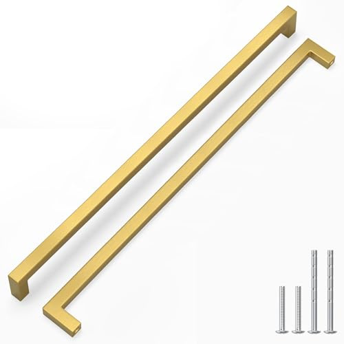 LONTAN 20 Pack Gold Drawer Handles 458mm Square Gold Cupboard Handles Wardobe Bathroom Stainless Steel Kitchen Cupboard Pulls Drawer Pulls